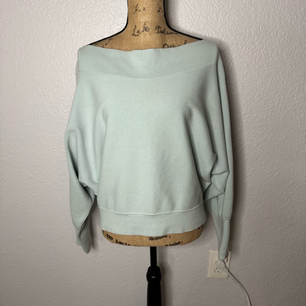 Free People Hide and Seek Sweater Dolman Sleeve Light Blue Size S Boho Lounge